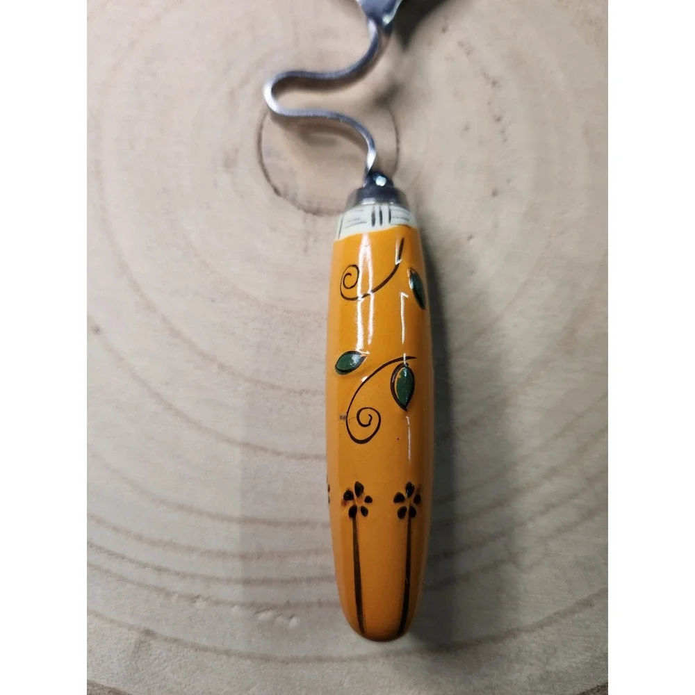 CURVED/TWISTED TEA SPOON, Painted‎ Yellow HANDLE, MIXING SPOON~Vintage